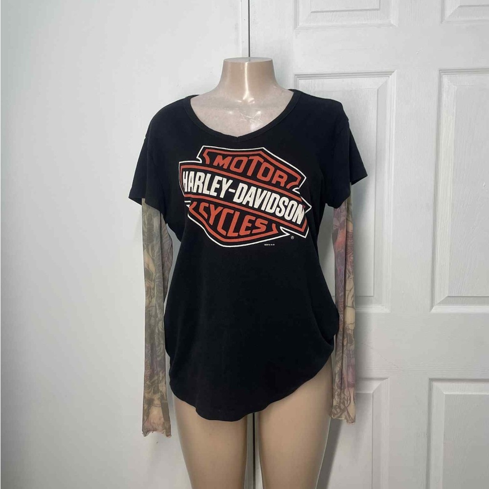 Harley-Davidson Black Long Sleeve Tee with Orange Logo